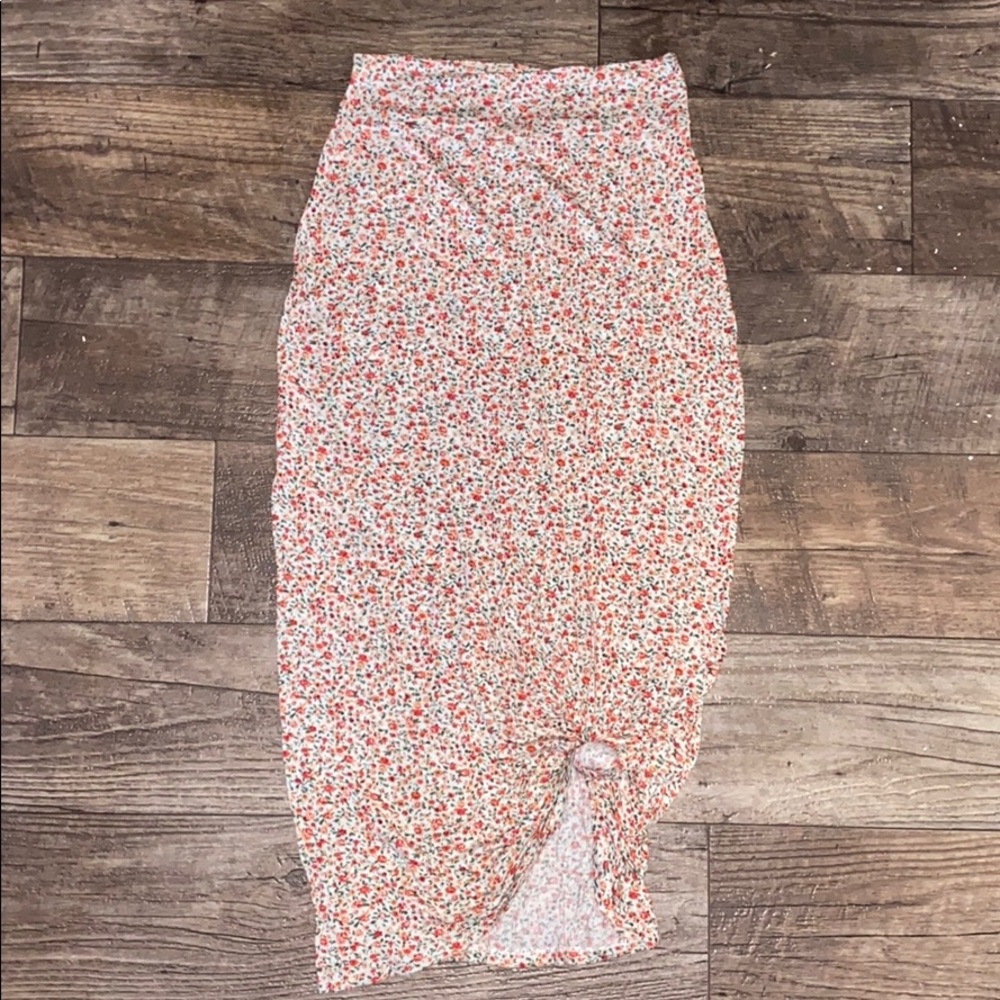 Hot Ginger Floral Pencil Skirt